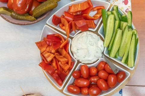 Vegetable Snack Platter with Dip. Stock Photos