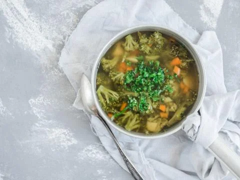 Vegetable soup with broccoli Stock Photos
