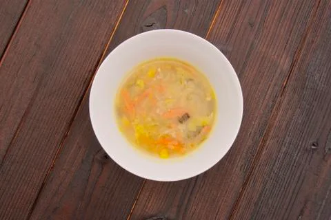 Vegetable soup with buckwheat on a table Stock-Fotos