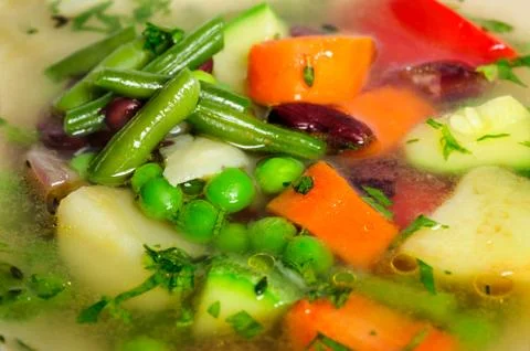 Vegetable soup macro Stock Photos
