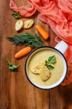 Vegetable soup puree in a mug Stock Photos