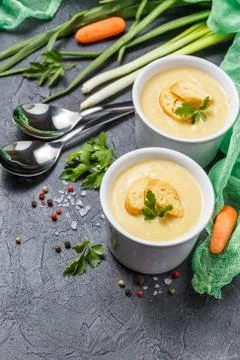 Vegetable soup puree Stock Photos