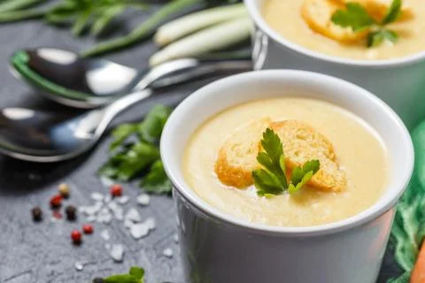 Vegetable soup puree Stock Photos