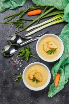 Vegetable soup puree Stock Photos