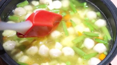Vegetable soup with ravioli Stock Footage 61197108