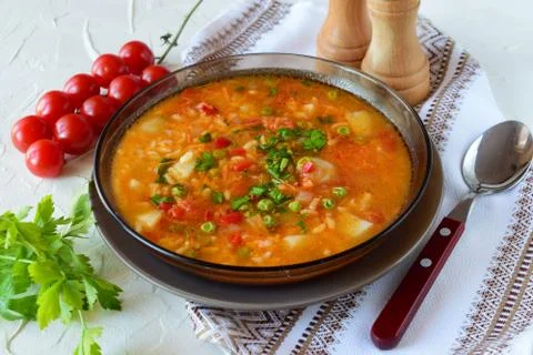 Vegetable soup with rice Stock Photos
