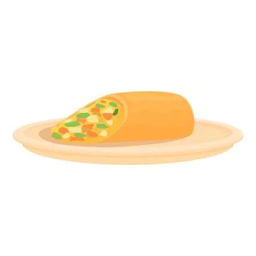 Vegetable spring roll icon cartoon vector. Food cuisine Stock Illustration