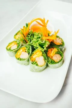 Vegetable spring roll Stock Photos