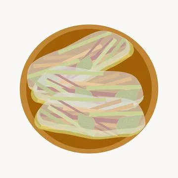 Vegetable spring rolls in rice paper plate Stock Illustration