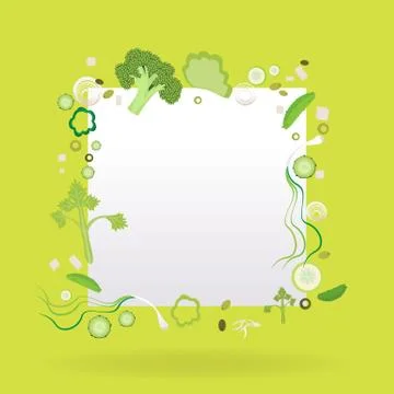 Vegetable square frame  with paper label Stock Illustration