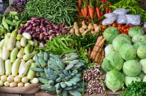 Vegetable stall. Asia Foto stock