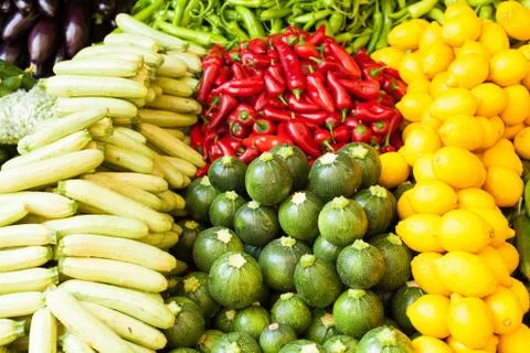 Vegetable stall at the market Stock Photos