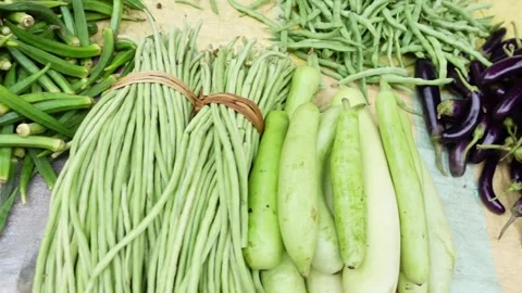 Vegetable Stall in Nepal Stock Footage 284377655
