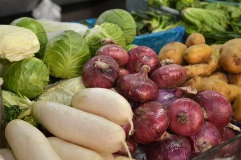 Vegetable stall in Shanghai Stock Photos