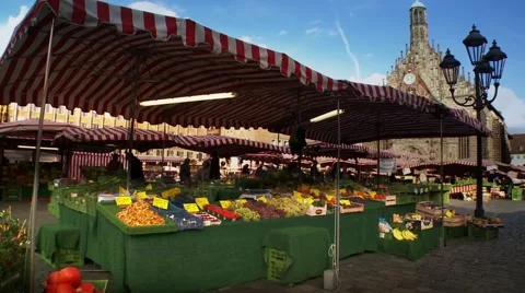 Vegetable-stand-market-nuernberg Stock Footage 55581228