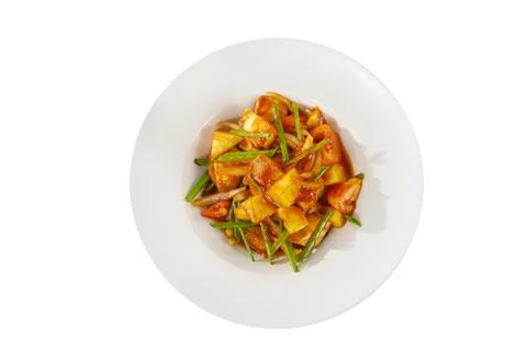 Vegetable stew portion white isolated view from above Stock Photos