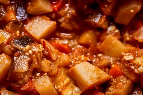Vegetable stew under macro increase Stock Photos