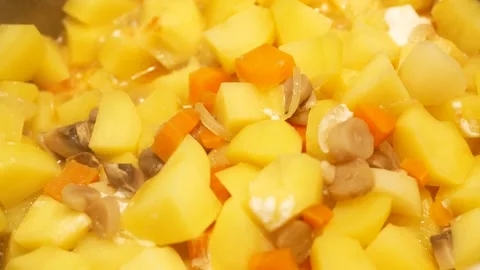 Vegetable stew without meat.dietic meals. Vegetarian menu Stock Footage 145579506