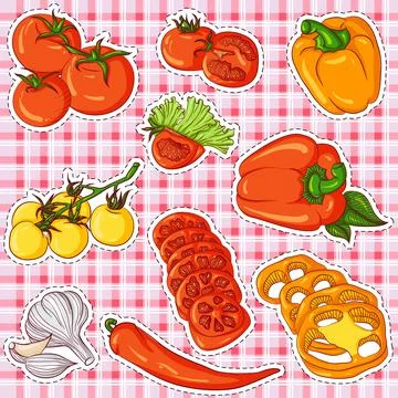 Vegetable stickers illustration Stock Illustration