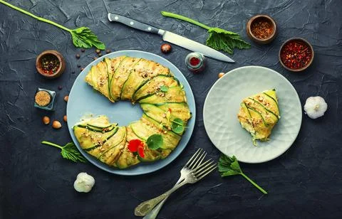 Vegetable terrine of zucchini Stock Photos