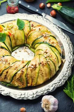 Vegetable terrine of zucchini Stock Photos