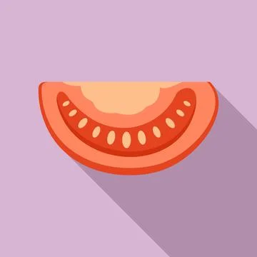Vegetable tomato slice icon, flat style Stock Illustration