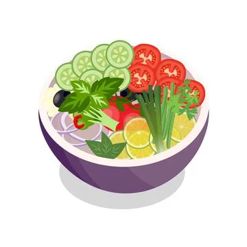 Vegetable vector design with basil leaf, vegetable salad with olive and tomat Stock Illustration
