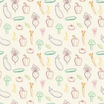 Vegetable vector. Doodle vegetables texture. Seamless fashion design. Stockillustratie
