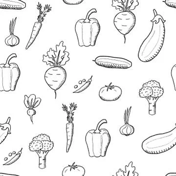 Vegetable vector. Doodle vegetables texture. Seamless fashion design. Stockillustratie