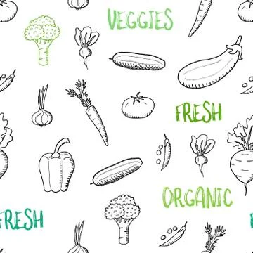 Vegetable vector. Organic vegetables background. Seamless fashion design. Stockillustratie