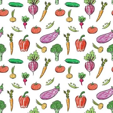 Vegetable vector. Organic vegetables texture. Seamless fashion design. イラスト素材