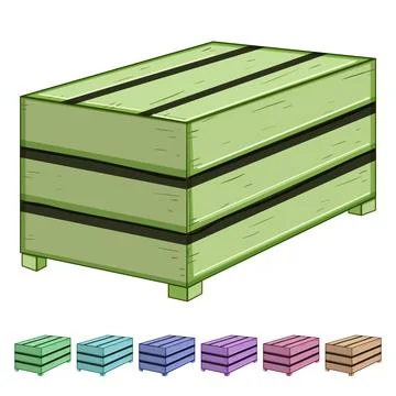 Vegetable wooden crate cartoon vector graphic Stock Illustration