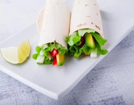 Vegetable wrap sandwiches Stock Photos