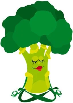 Vegetable yoga broccoli Stock Illustration