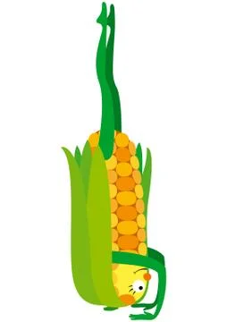 Vegetable yoga corn Stock Illustration