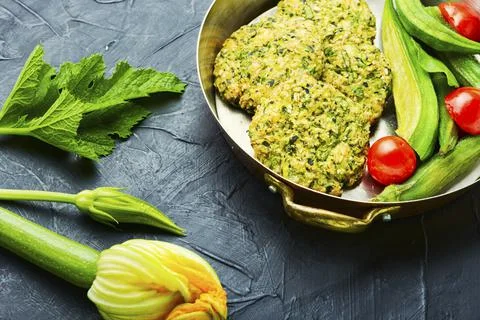 Vegetable zucchini cutlets Stock Photos