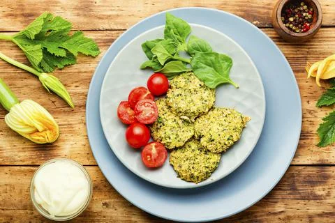 Vegetable zucchini cutlets Stock Photos