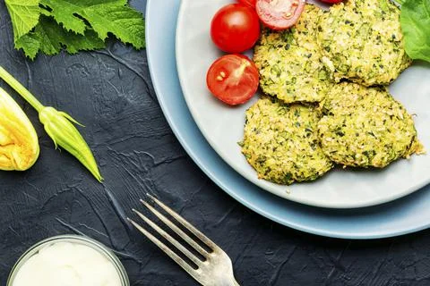 Vegetable zucchini cutlets Stock Photos