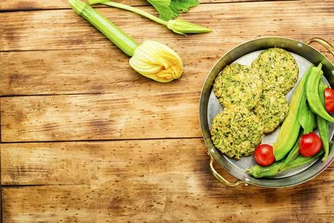 Vegetable zucchini cutlets Stock Photos