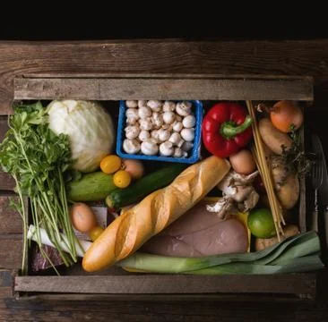 Vegetables and bread Stock Photos