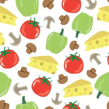 Vegetables and cheese vector seamless pattern design Stock Illustration