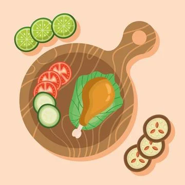 Vegetables and chicken thigh Stock Illustration