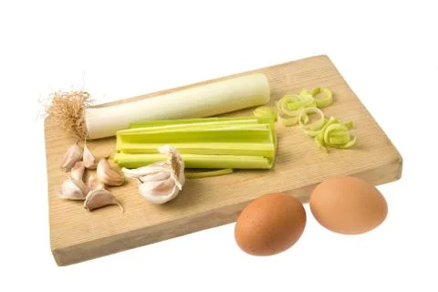 Vegetables and eggs Stock Photos