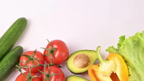 Vegetables and fruit against white background.Healthy eating.diet Stock Footage 196883038