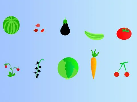 Vegetables And Fruit Stock Illustration