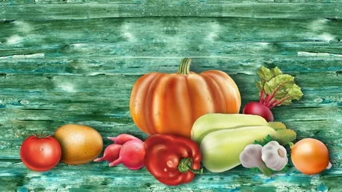 Vegetables and fruits on the table Stock Footage 135236629