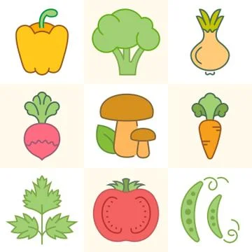 Vegetables and Greens, Set of Vector Illustrations Illustrazione stock gratuita