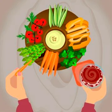 Vegetables and hummus with beer Stock Illustration