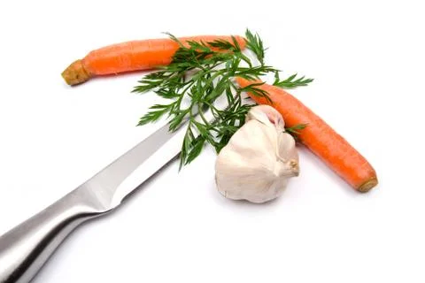 Vegetables and knife Stock Photos