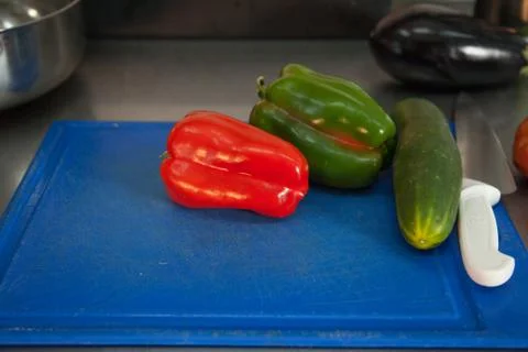 Vegetables and knife Stock Photos